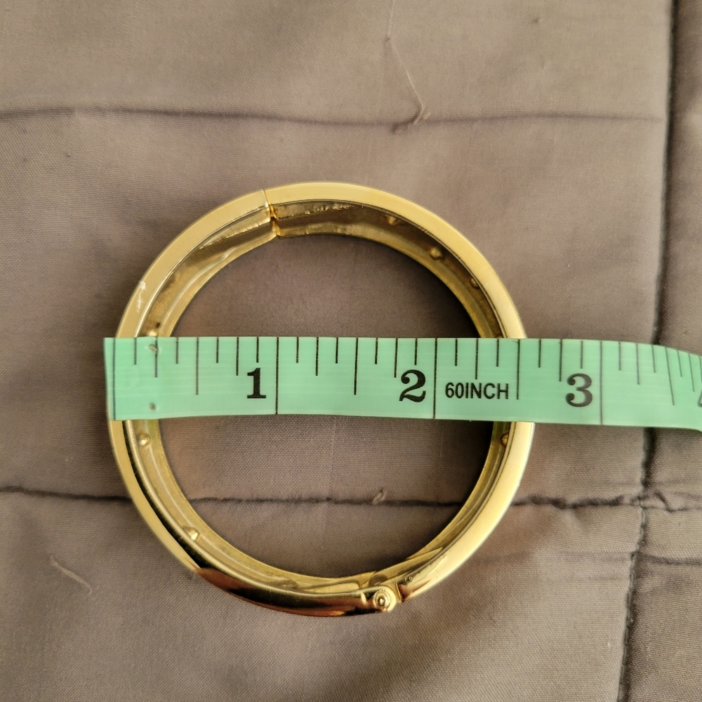 Park Lane | Sophisticated Gold Tone Crystal Embedded Hinged Bracelet - Picture 12 of 12